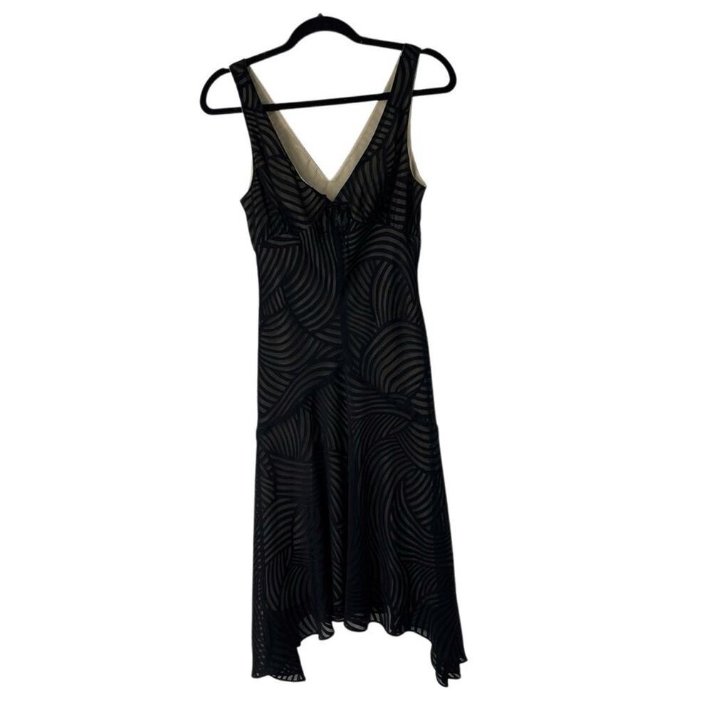 Kenneth Cole Black Overlay Nude Bow Front Y2K Slip Dress Sz‎ 8 Womens
